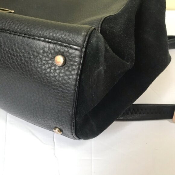 KATE SPADE Magnolia Park Pebble Leather Suede Satchel Shoulder Bag Large Logo - Picture 13 of 15